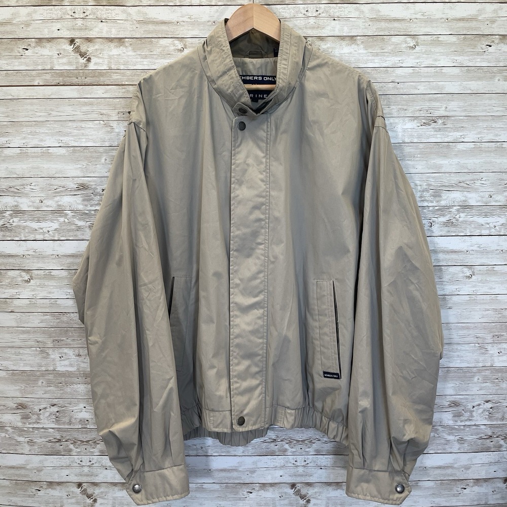 Vintage Members Only Mariner Mens 2X Jacket‎ Beige Full Zip Lined Windbreaker - Picture 2 of 16